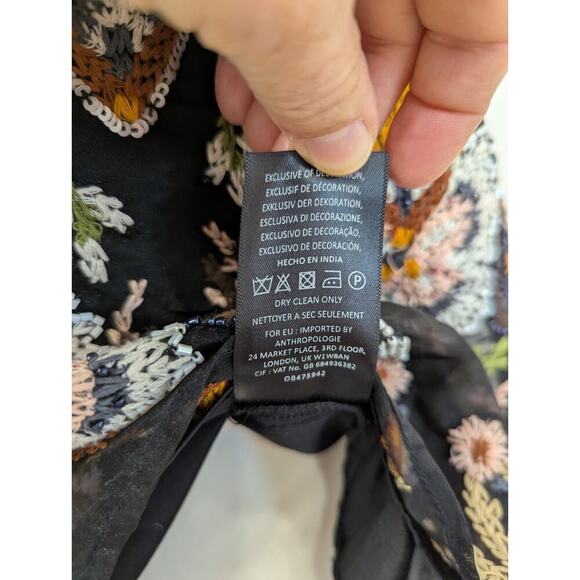 Anthropologie FLOREAT Nalini Beaded Blue Embroidered Beaded Sleeveless Top SZ 2 - Picture 4 of 13